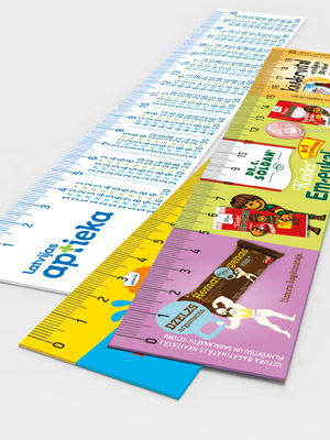 plastic rulers and bookmarks with print