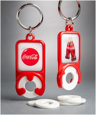 Keyrings with a token 
COCA-COLA